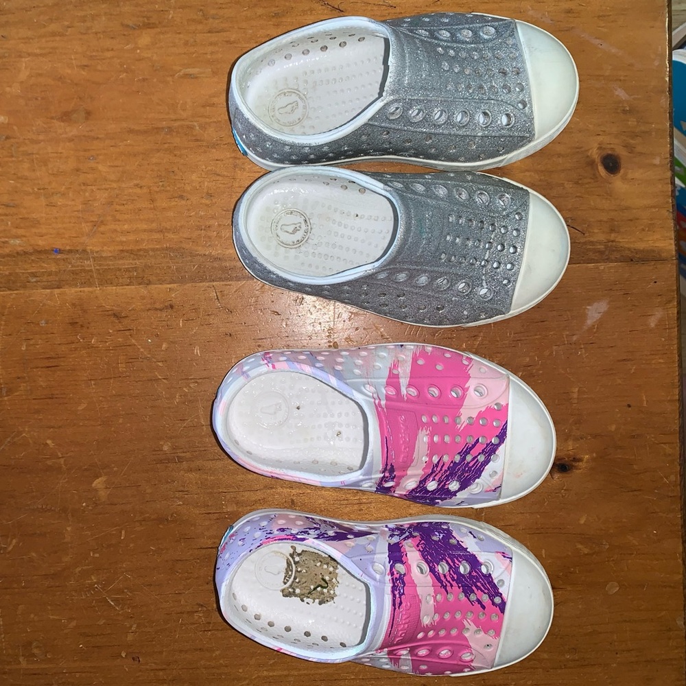 Two pairs of toddler native shoes. Size 6